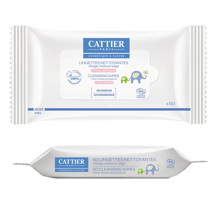 CATTIER ORGANIC BABY CLEANSING WIPES X50
