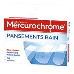 Mercurochrome Waterproof Bandages 3 Sizes x 16