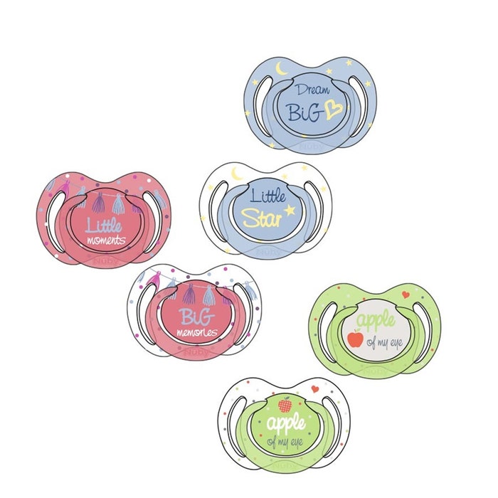 Silicone soothers Little Moments Night 0-6 Months X2 Nuby