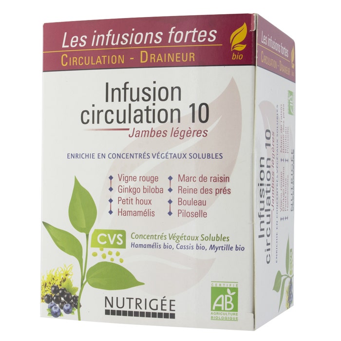 Herbal Teas Circulation 10 Organic Light Legs 30 Sachets Nutrigée
