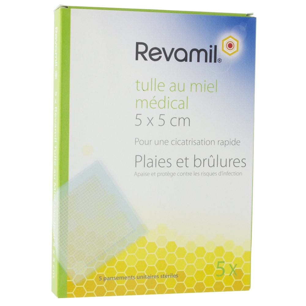 Revamil Medical honey tulle 5x5cm 5 wipes
