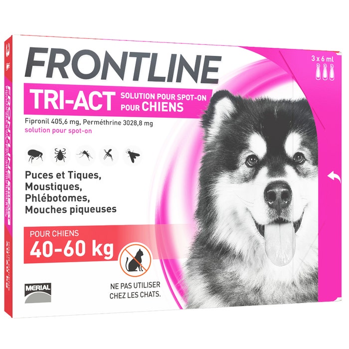 Frontline Tri-act Dogs 40 To Pipettes X3 3 Pipettes de 6ml