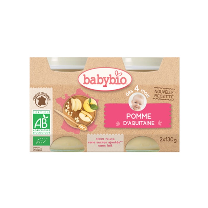 Babybio Fruits Petits Pots Bioes Des 4 Mois 2x130g