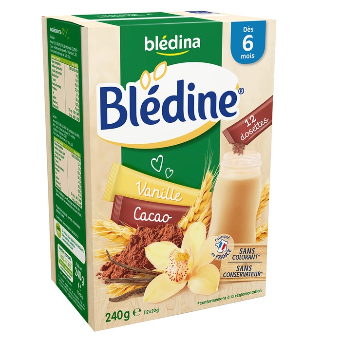 Blédina Bledine Sachets Vanilla And Cocoa Flavour From 6 Months X 12 Sachets