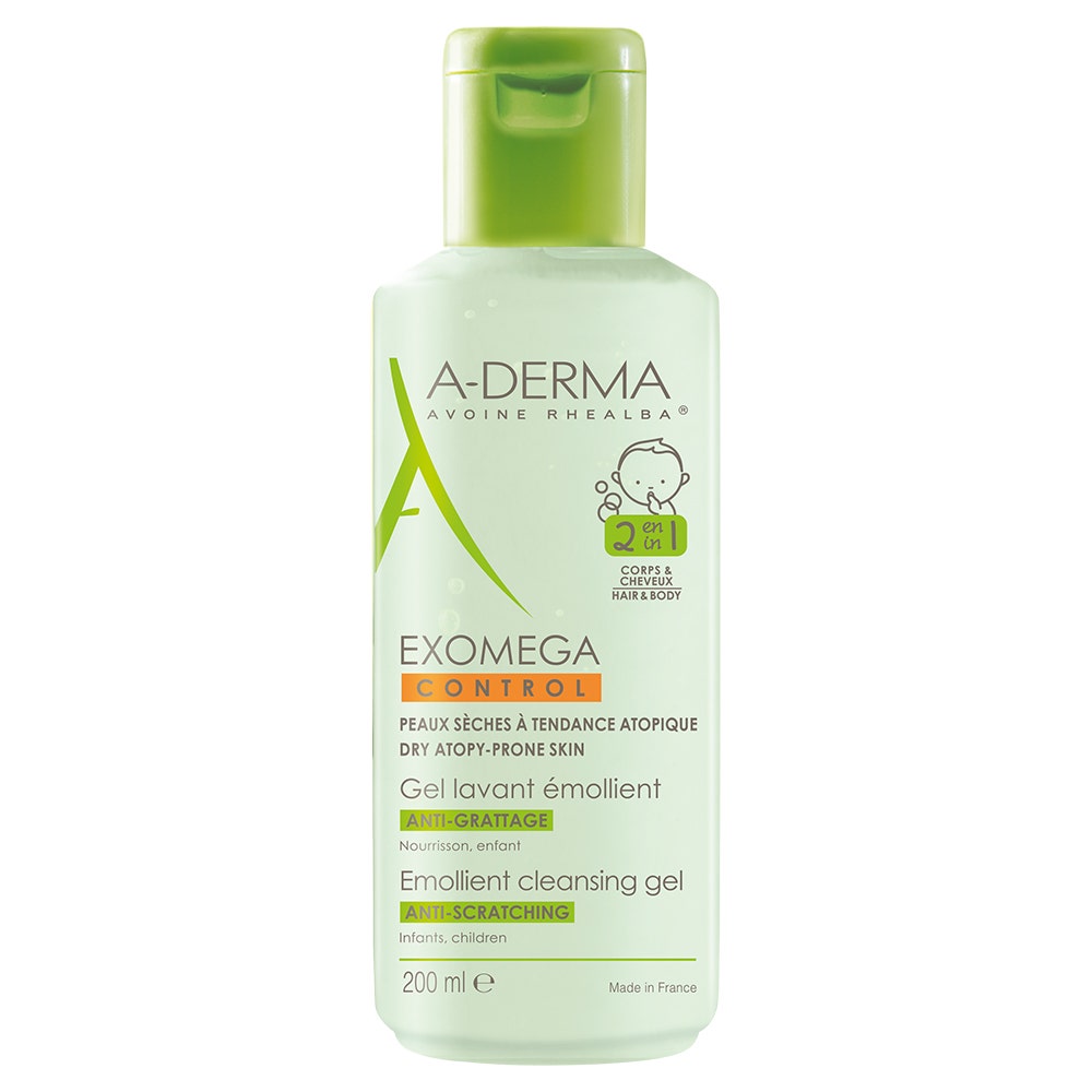A-Derma Exomega Control Emollient Body And Hair Wash Gel 200ml