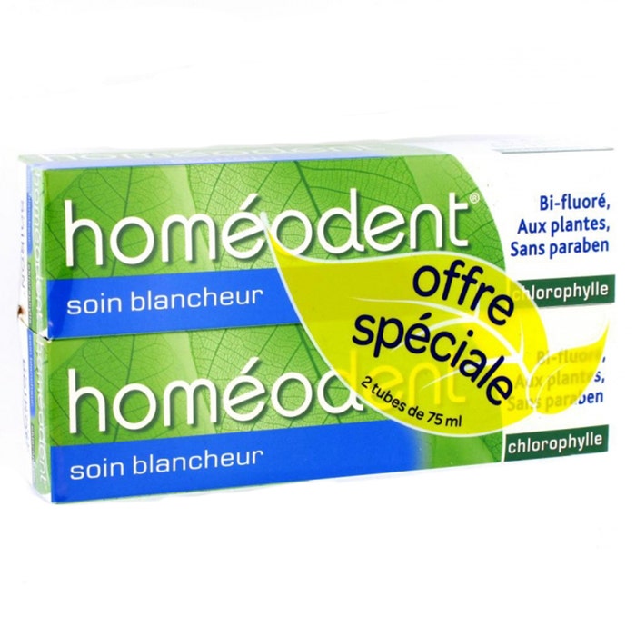 Toothpaste Whitening Care Chlorophyll 2x75ml Homeodent Boiron
