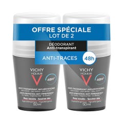 Vichy Homme Roll-On Deodorant 48h Sensitive Skin 2x50 ml