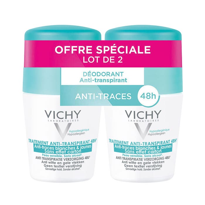 Vichy Déodorant roll-on anti-perspirant deodorant no white/yellow marks Roll-on 2x50ml