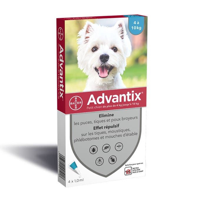 Dogs From 4 To 4 Pipettes 10kg From 4 to 10 kg Advantix