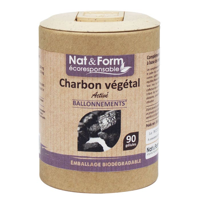 Nat&Form Vegetable Charcoal 90 Capsules Digestive Comfort Nat&form