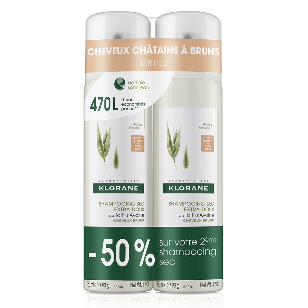 Klorane Oat Milk Oat Milk Dry Shampoo dark or brown hair 2x150ml