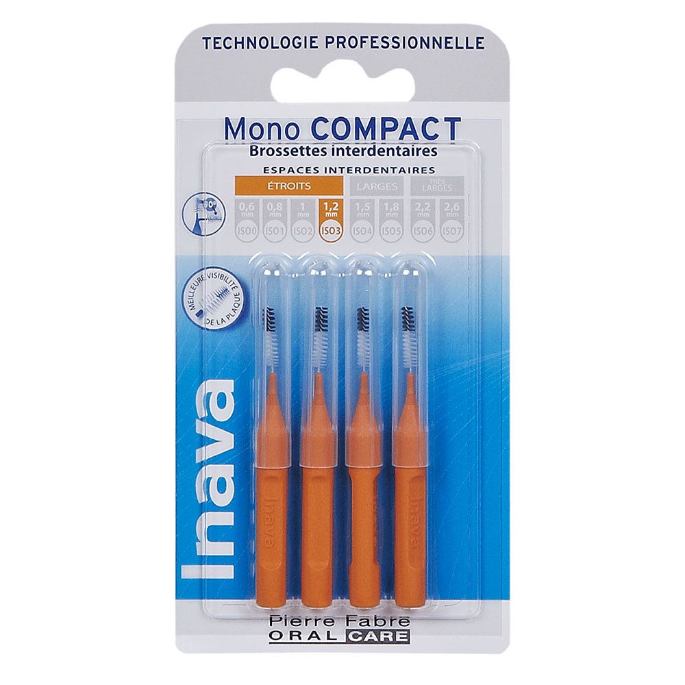 Inava Mono Compact Interdental Brushettes 1.2mm Orange X4