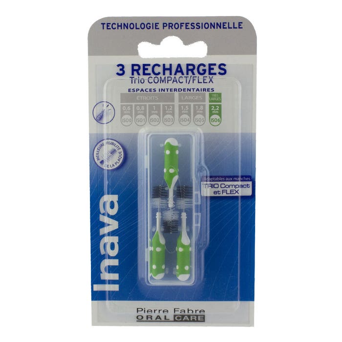 Inava Toothbrush Refills 2.2mm Green X3