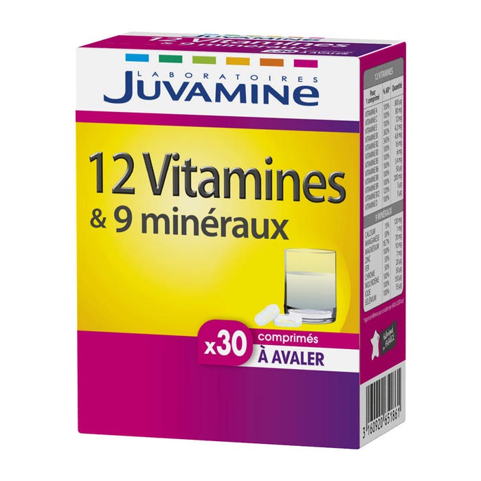 12 Vitamins And 8 Minerals 30 Tablets Juvamine