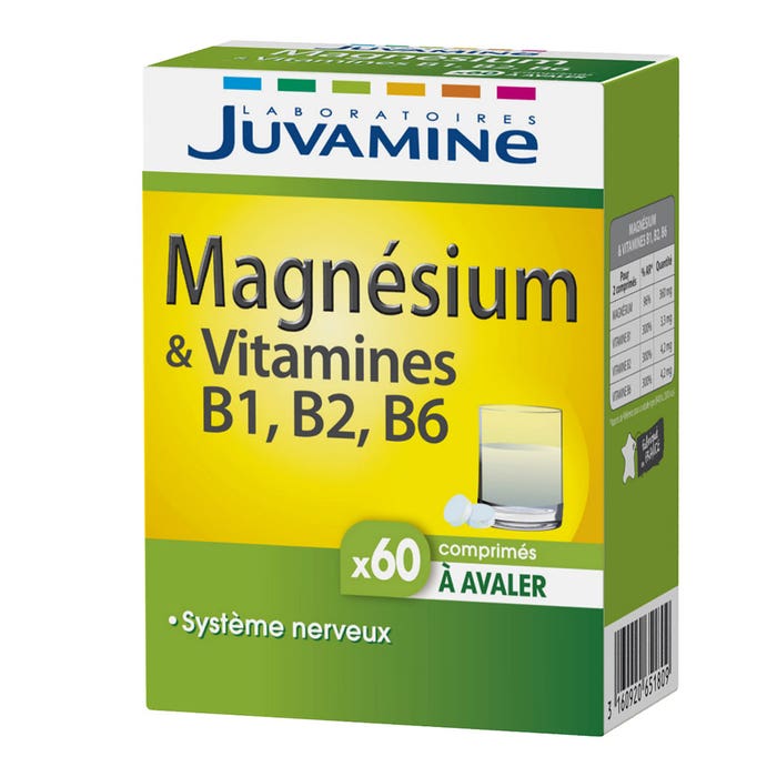 Fizz Magnesium & Vitamins B6 B2 B1 x 60 ChewableTablets Juvamine