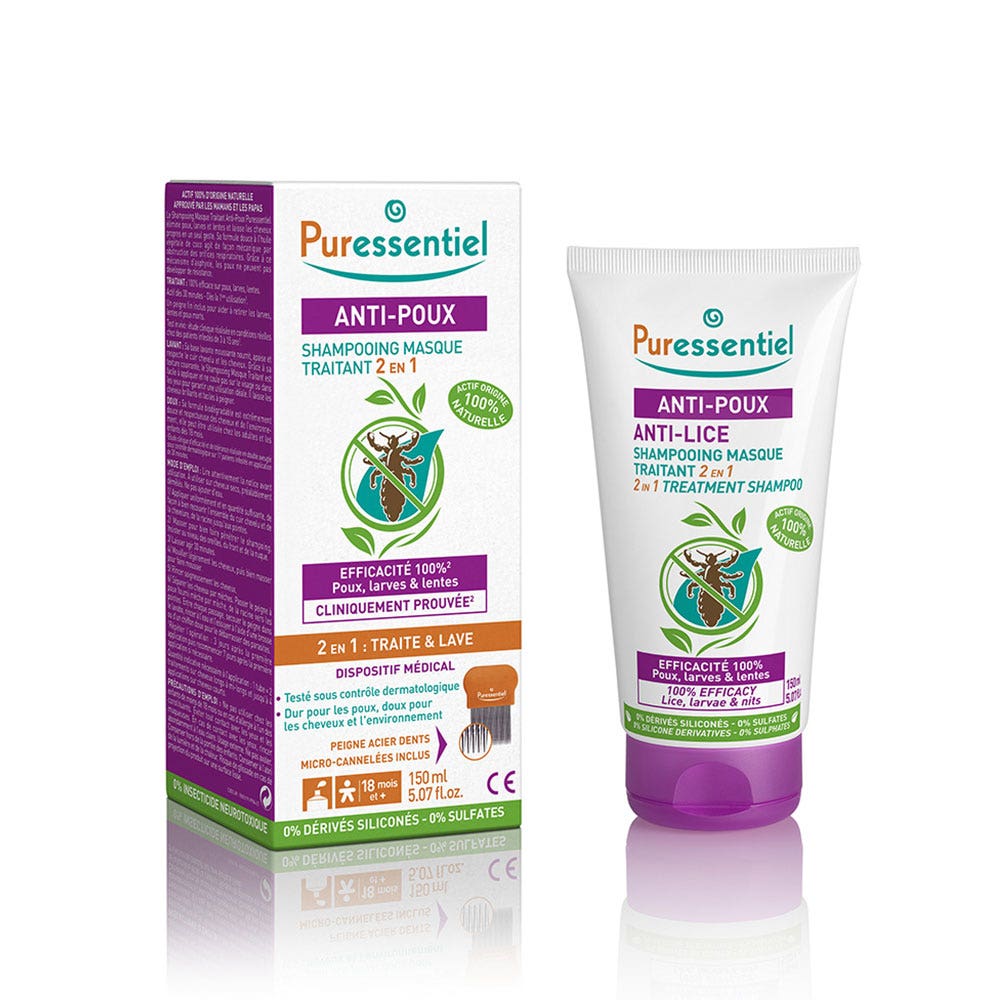 Puressentiel Anti-Lice 2 In 1 Treatment Shampoo Mask Anti-lice + Comb 150ml
