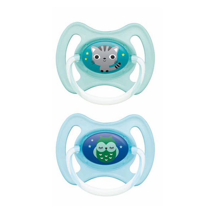 Mam Anatomical Silicone Pacifiers Night Ring Collection 6 Months Plus X2