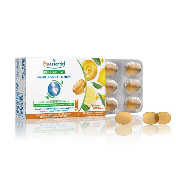 Puressentiel Respiratoire Throat Lozenges X18 Honey Lemon Flavour