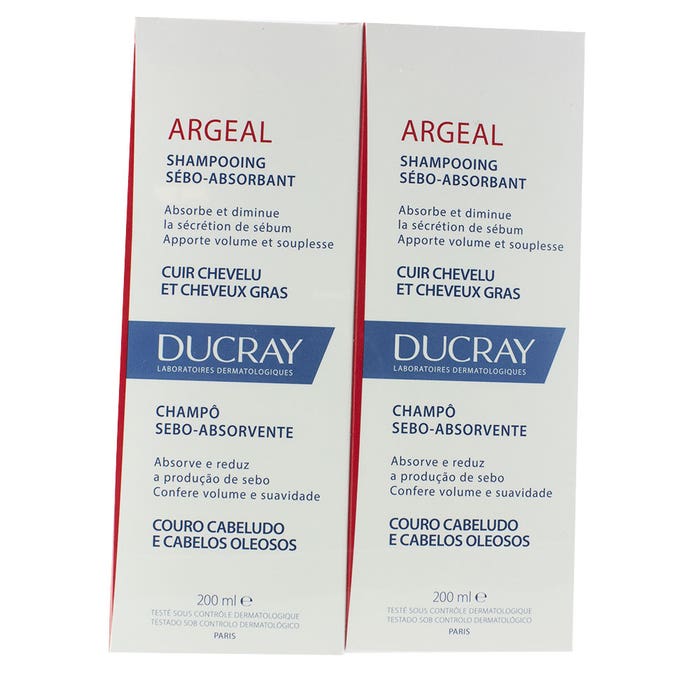 Sebo-absorbing shampoo 2x200ml Argeal Ducray