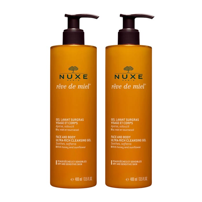 Nuxe Reve De Miel Ultra Rich Cleansing Gel 2 X 2x400ml Reve De Miel Nuxe