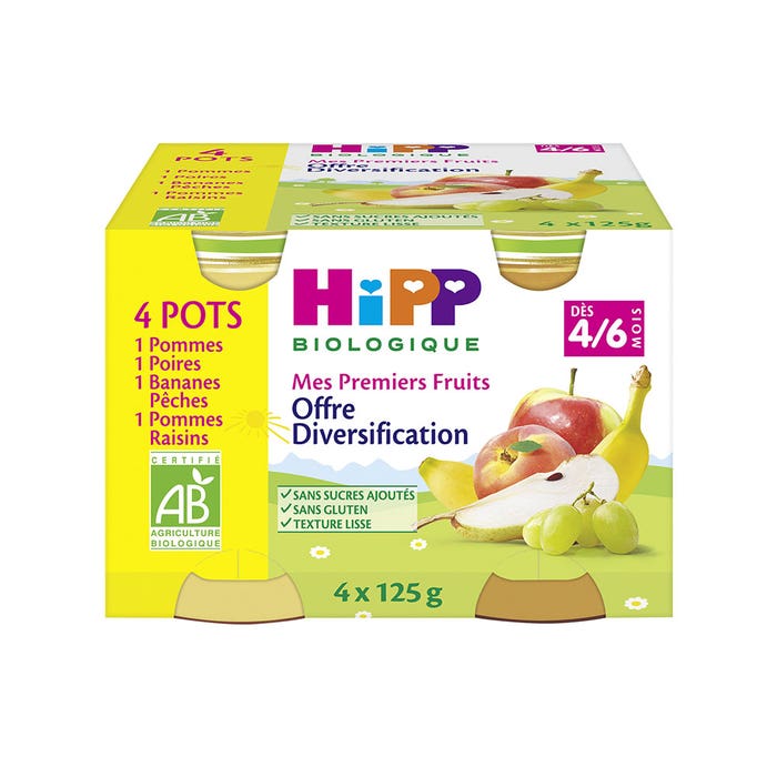 Hipp Delices De Fruits Baby Food Diet Diversification From 4 To 6 Months 4x125g