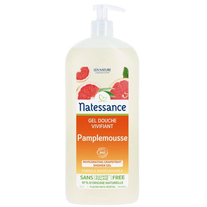 Organic Invigorating Grapefruit Shower Gel 1l Natessance