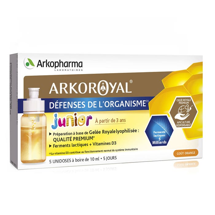 Arkopharma Arkoroyal Royal Jelly + Lactic Ferments + Vitamin D3 Junior 5  Single Doses Arkoroyal 5x10ml - Easypara