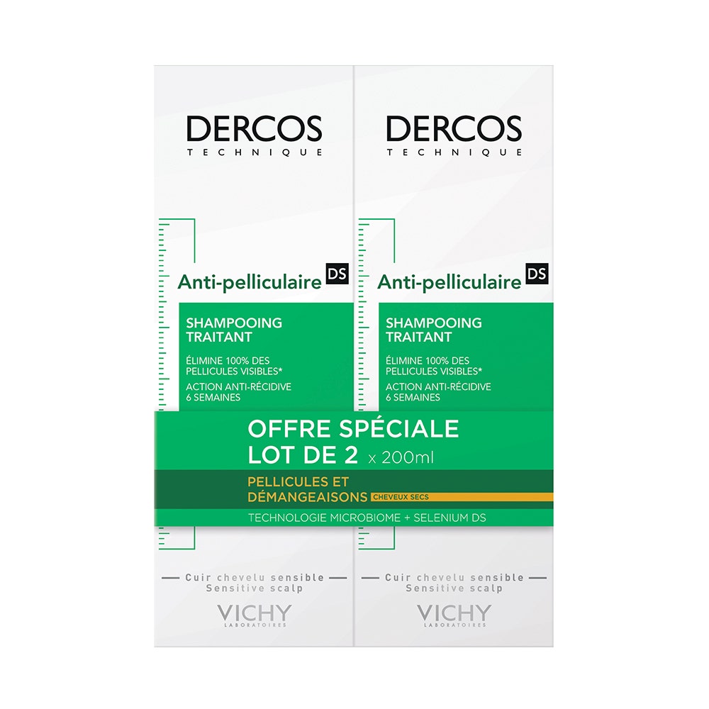 Vichy Dercos Anti-dandruff Shampoo Dry Hair Cheveux Secs 2x200ml