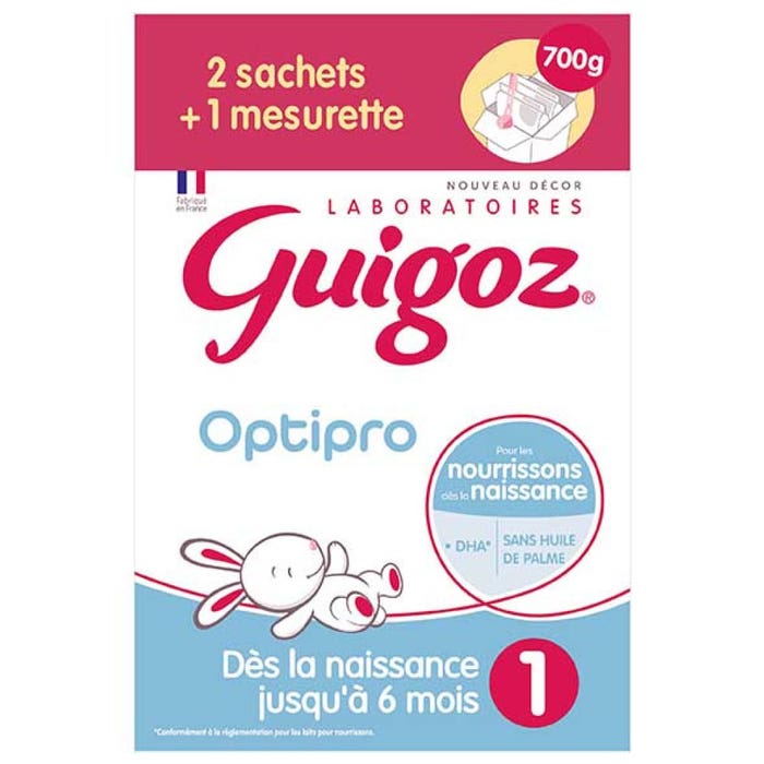 Guigoz 1 Formula Powder Milk 0-6 Months 2 Bags + Scoop 700g