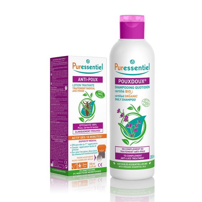 Poudoux Lice & Nits Repellent Lotion + Shampoo + Comb 200 ml Anti-Poux Puressentiel