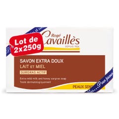 Rogé Cavaillès Surgras Actif Extra Mild Milk And Honey Surgras Soap 2x250g
