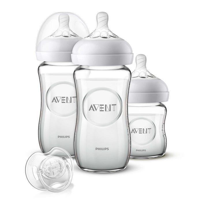 Avent Natural Response Baby Bottle Kit Glass to 12 Months Different sizes