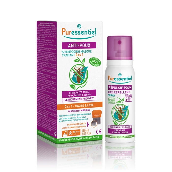 Shampoo/mask treatment + lice repellent spray 150ml Anti-Poux Puressentiel