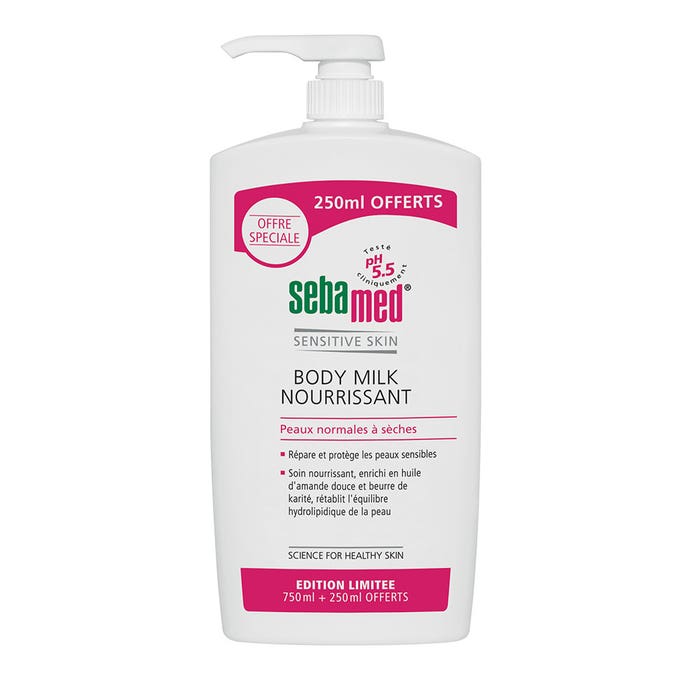 Sebamed Body Milk Anti Dryness Dry And Sensitive Skins + Offered 1L Peaux Normales A Seches Sebamed