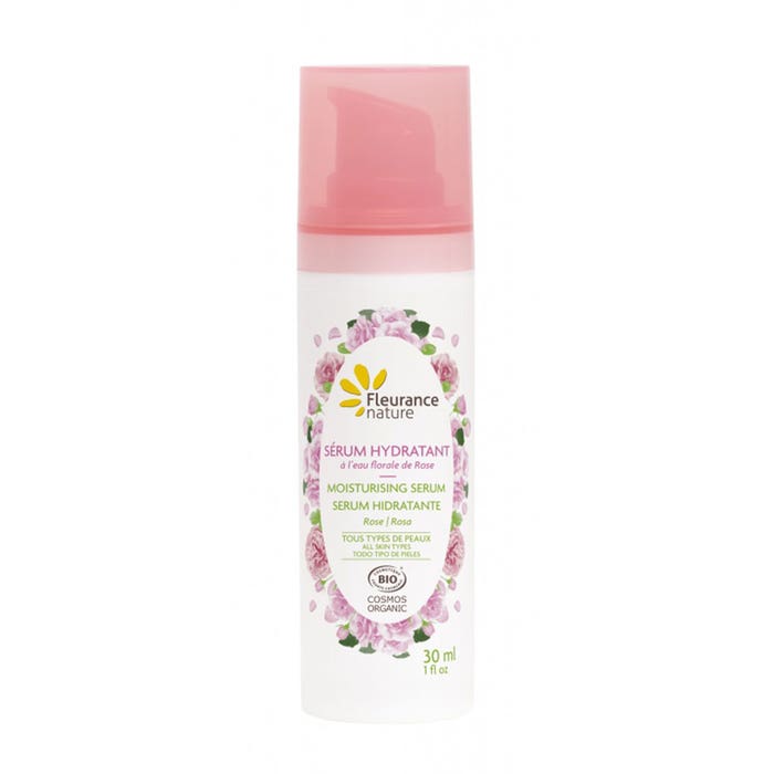 Organic ROSE FLORAL WATER HYDRATING SERUM 30ml All skin types Fleurance Nature