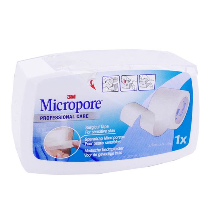 Tetra Pore Microporous Non Woven Sticking Plaster 9.14mx2.5cm 9.14mx2.5cm Micropore Sensitive Skin 3M