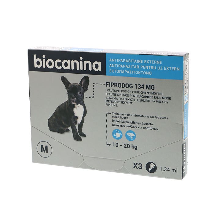 FIPRODOG MEDIUM DOG 134MG 3 pipettes Antiparasitaire externe Biocanina