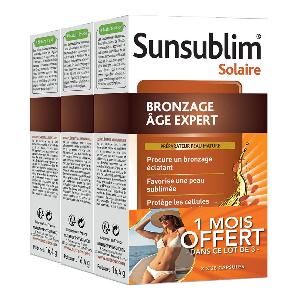 Nutreov Sunsublim Sunsublim Anti Ageing Tan Women 45+ 2x28 Capsules Préparateur Peau Mature 3x28 Capsules