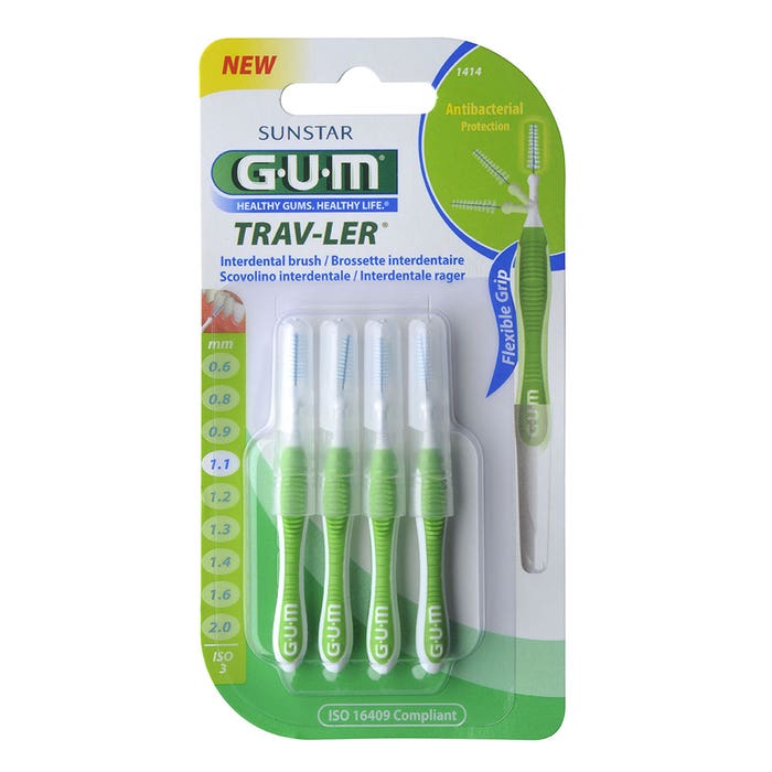 Gum Trav-ler 4 Travel Interdental Brushes 1414 Trav-ler 1.1 Mm x4