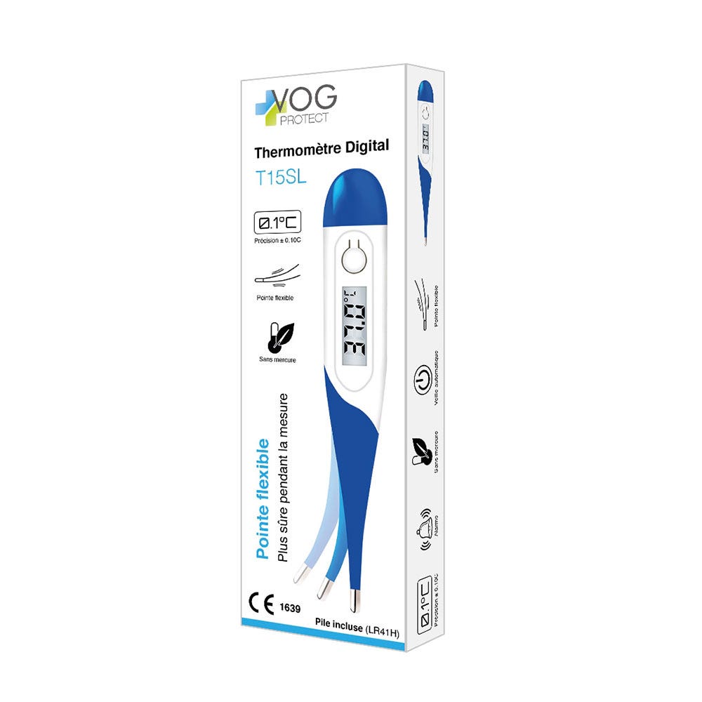 Vog Protect Thermomètre Embout Flexible avec lecture digitale