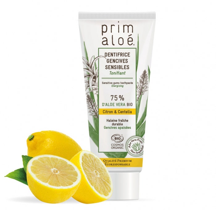 Lemon Toothpaste Sensitive Gums 75% Aloe Vera 75ml Prim Aloe