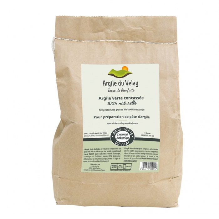 Bag 100% Natural Crushed Green Clay Du Velay 3kg Le Soin Capillaire Beliflor