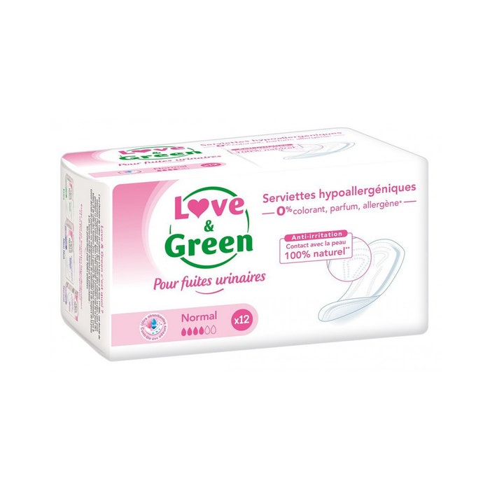 Urinary Leakage 12 Sanitary Pads Normal x 12 sanitary pads Normal Love&Green