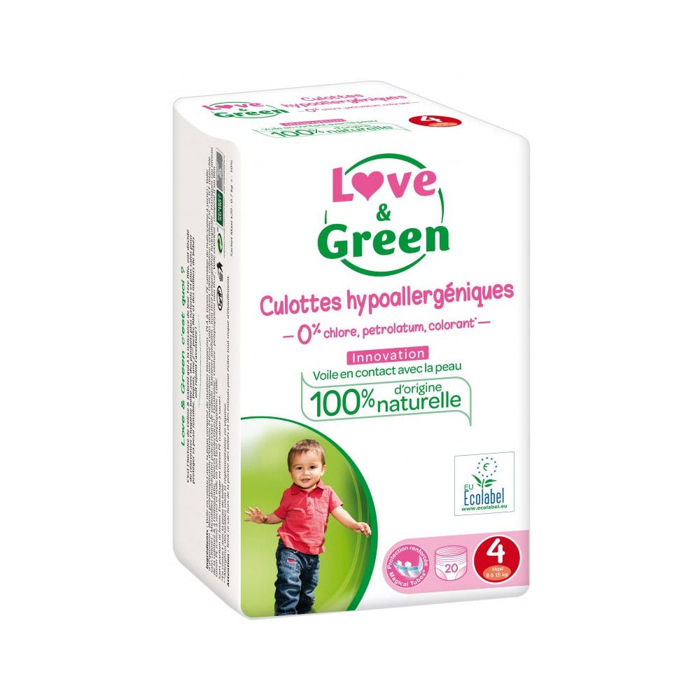 Love&Green Hypoallergenic nappies Size 4 Maxi 8 to 15kg x20 Easypara