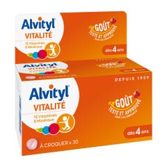 Alvityl Alvityl Vitalite X 30 Chewable Tablets Strawberry Flavour Gout Fraise 30 Comprimes