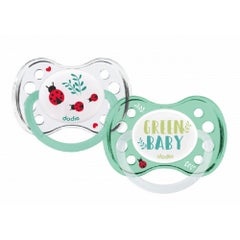 Dodie Anatomical soothers Green Silicone 6 months and Plus x2