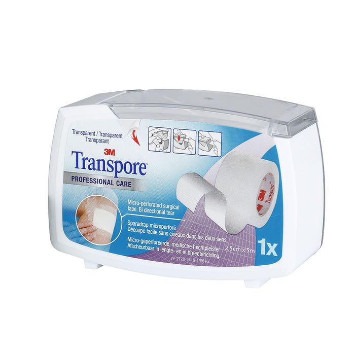 Microperfore Transparent plaster 2,5cmx5m Transpore Easy to cut 3M