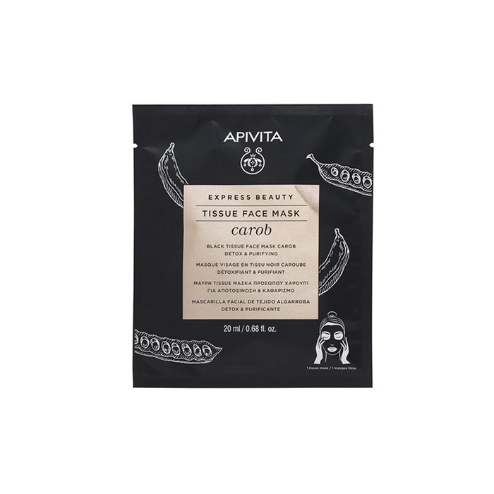 Detox & Purifying Black Fabric Face Masks with Carob 20ml Express Beauty Apivita