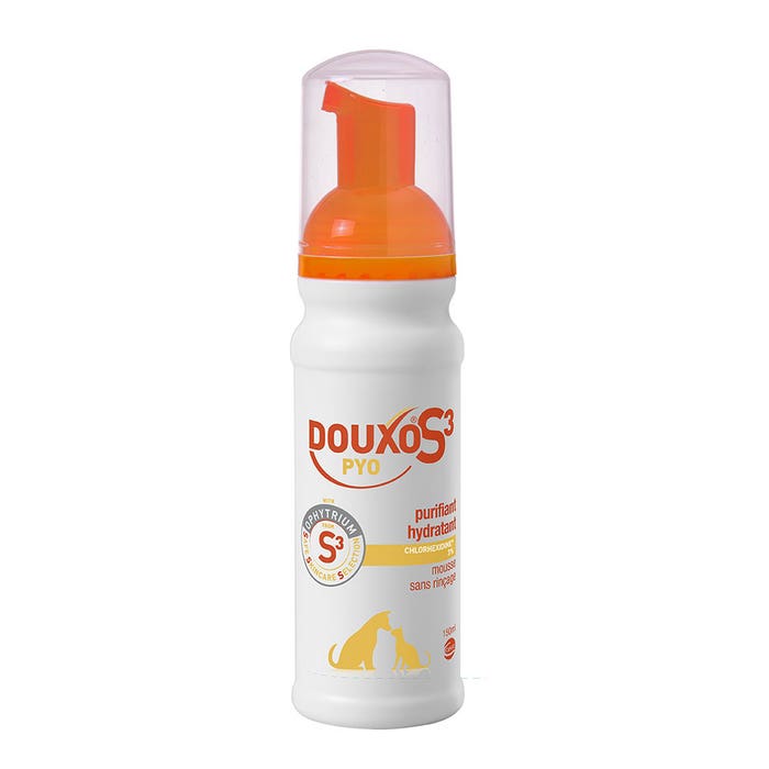 Purifying and hydrating foam 150ml Douxo S3 Pyo 3% Chlorexidine Ceva