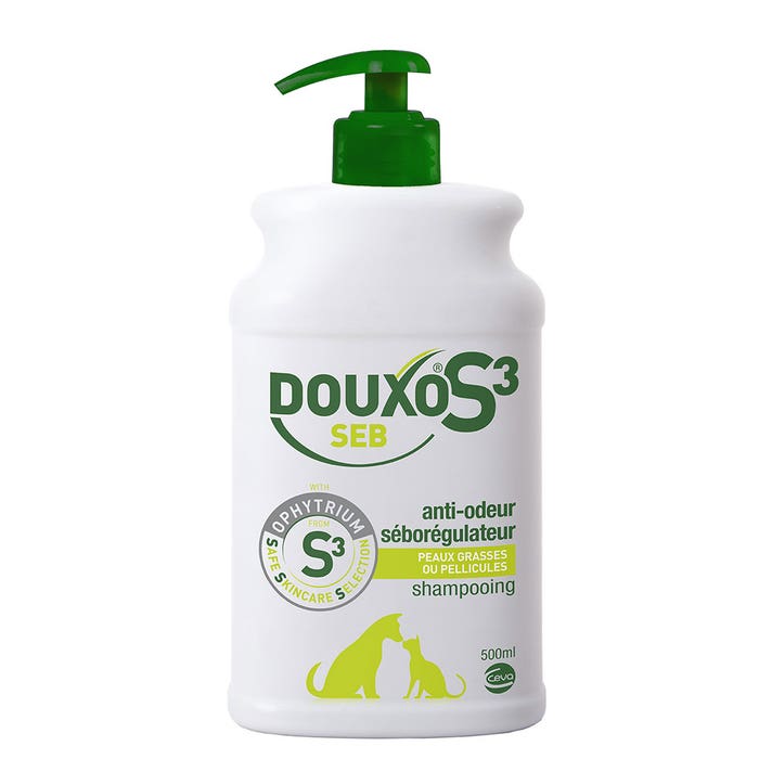Anti-odour and sebum-regulating shampoo 500ml Douxo S3 Seb oily skin or dandruff Ceva